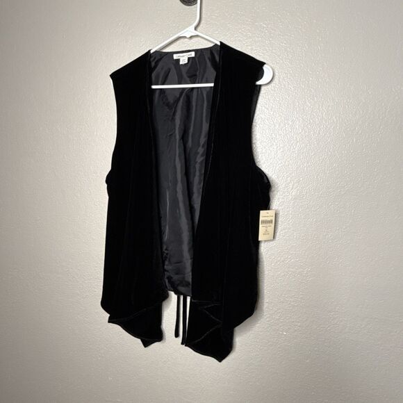 New Coldwater Creek Size XL Velvet Waterfall Open Front Vest Tie Back Sleeveless - Picture 5 of 11
